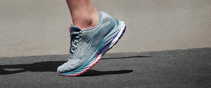 Mizuno Damen Wave Rider 27 - Perlblau/Weiß/High
