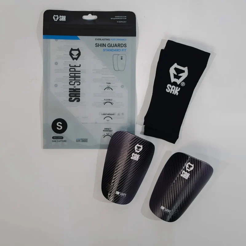 SAK Shape Black Football Shin Guards