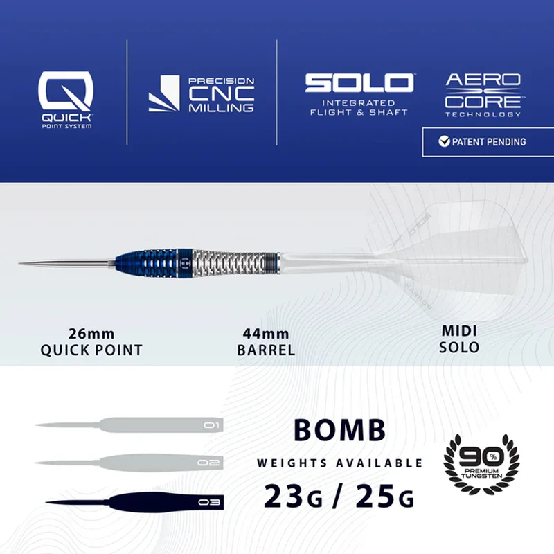 Geo 03 Bomb 90% Quick Point Darts - Steel Tip Darts