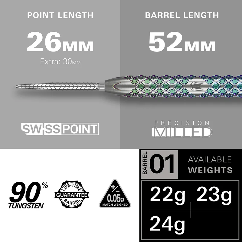 Rove 01 90% Tungsten - Swiss Point Steel Tip Darts
