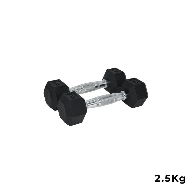 Pro Hex Dumbbells Rubber Coated (Pair)
