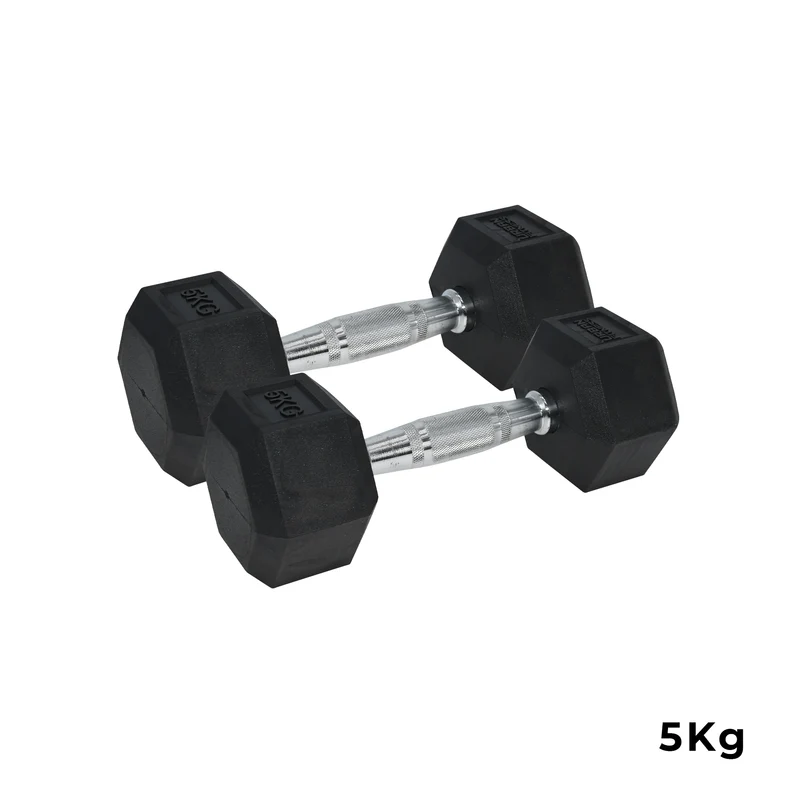Pro Hex Dumbbells Rubber Coated (Pair)
