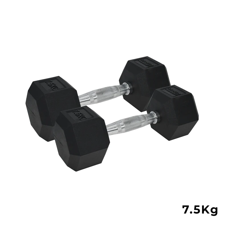 Pro Hex Dumbbells Rubber Coated (Pair)