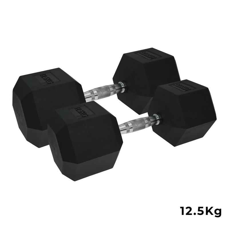 Pro Hex Dumbbells Rubber Coated (Pair)