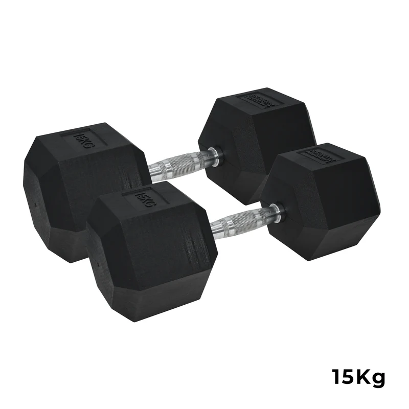 Pro Hex Dumbbells Rubber Coated (Pair)