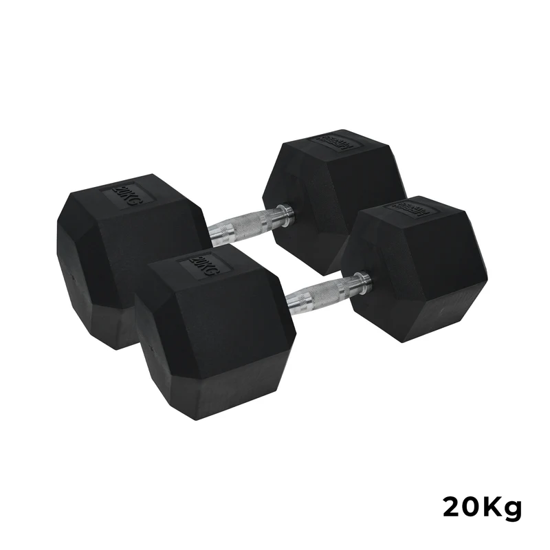 Pro Hex Dumbbells Rubber Coated (Pair)