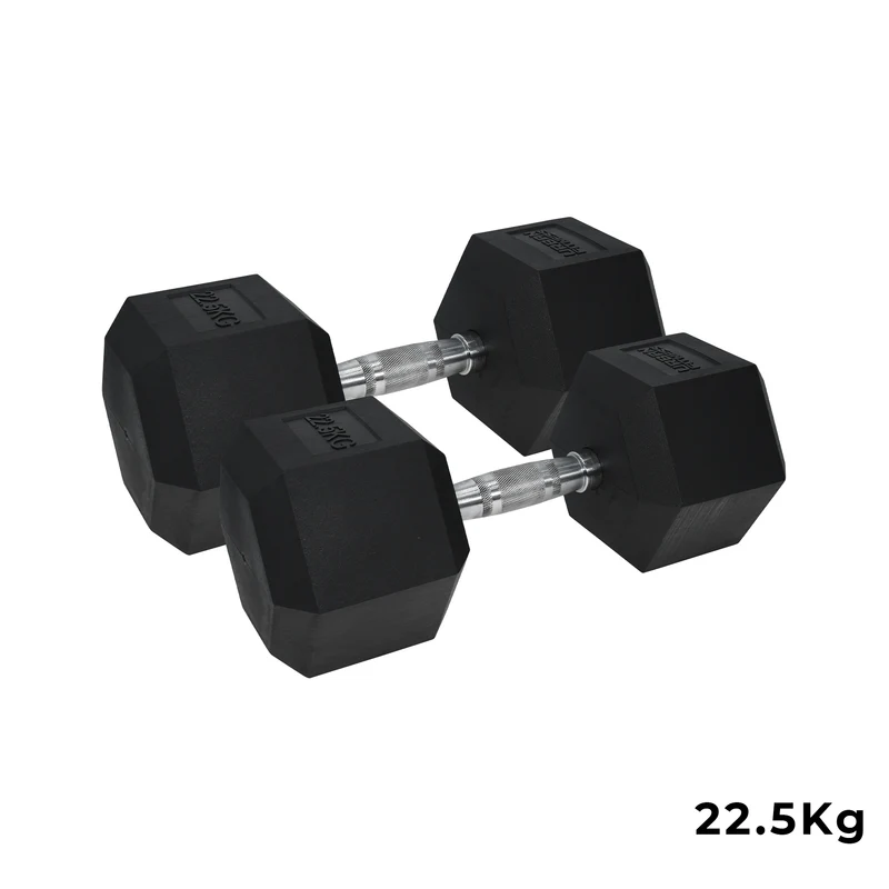 Pro Hex Dumbbells Rubber Coated (Pair)