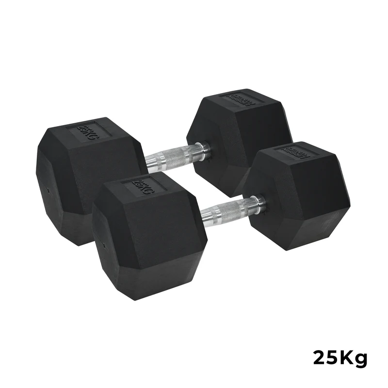 Pro Hex Dumbbells Rubber Coated (Pair)