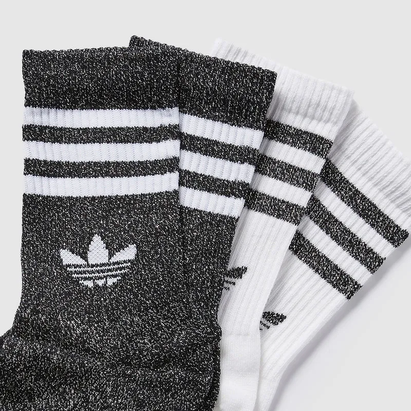 adidas Originals 2 Paar 3-Stripes Glitter Crew Socken