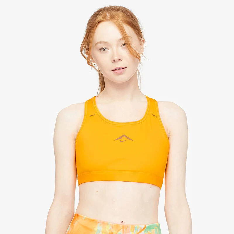 Nike Womens Trail Swoosh On-The-Run Medium Support Sports Bra