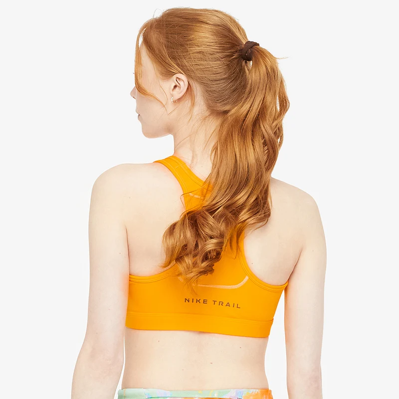 Nike Womens Trail Swoosh On-The-Run Medium Support Sports Bra