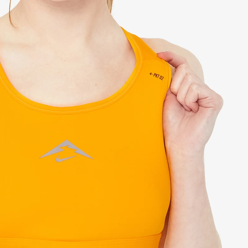 Nike Womens Trail Swoosh On-The-Run Medium Support Sports Bra