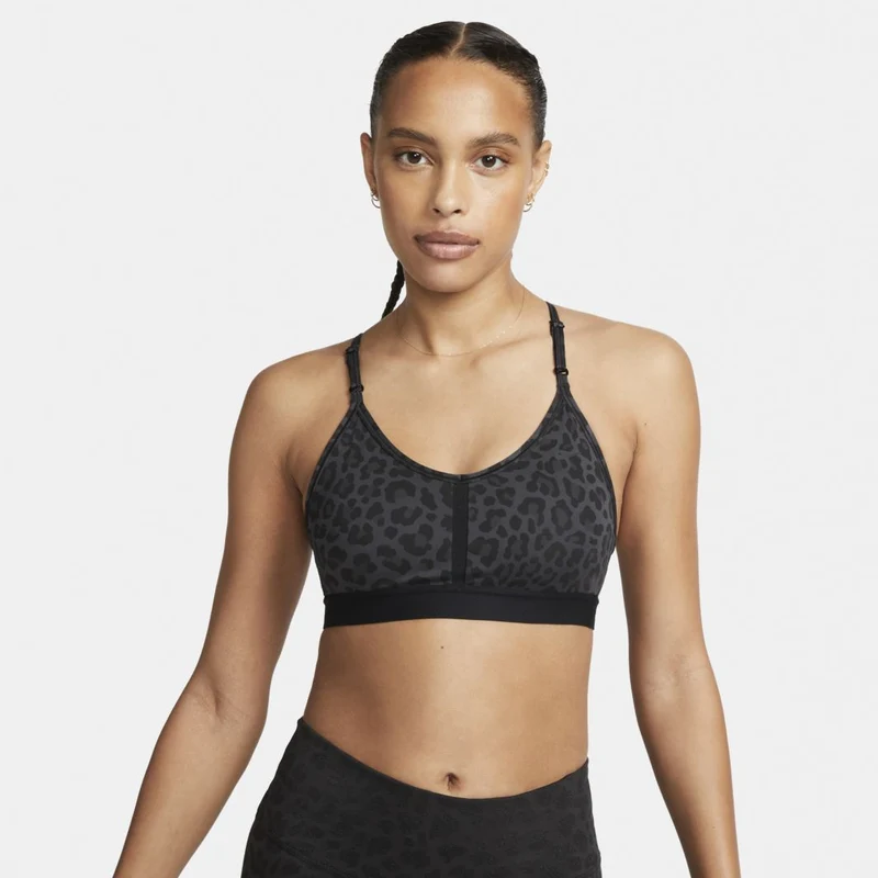 Nike Damen Leichter Halt 1-Piece Pad V-Ausschnitt Leopard Print BH